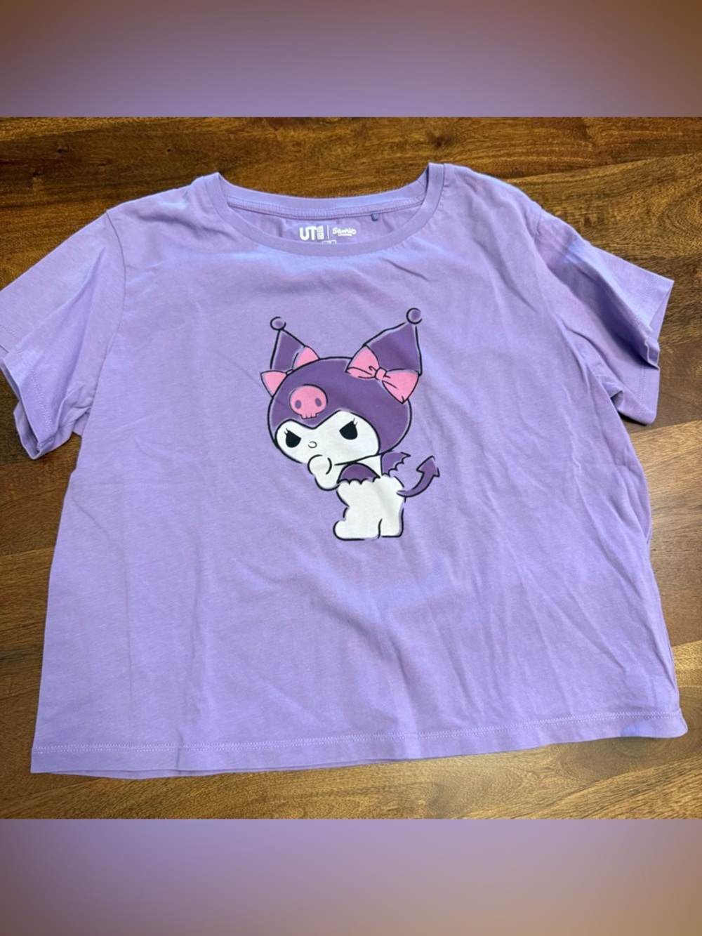 Uniqlo Kuromi Graphic Tee in Lavender kids 13